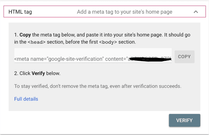 HTML tag i Google Search Console
