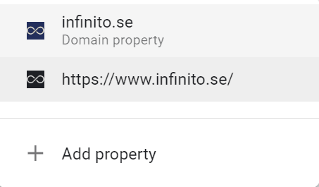 Välj en domän på Google Search Console