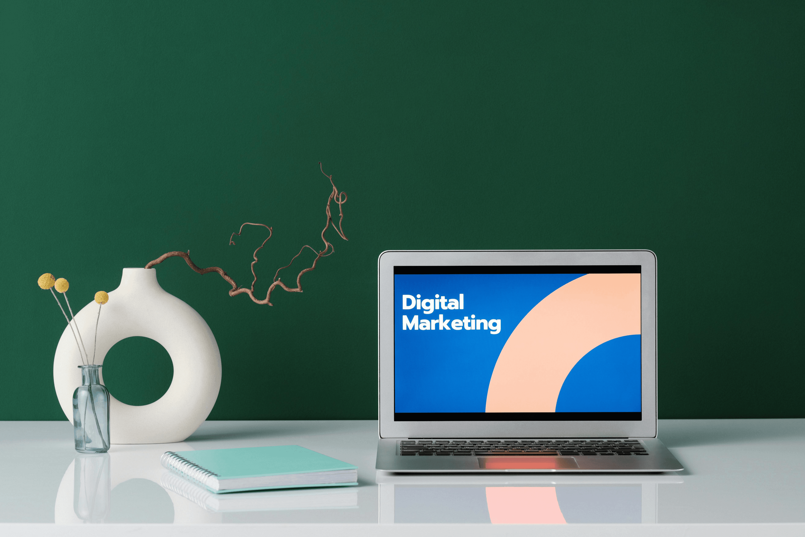 digital marketing on laptop screen