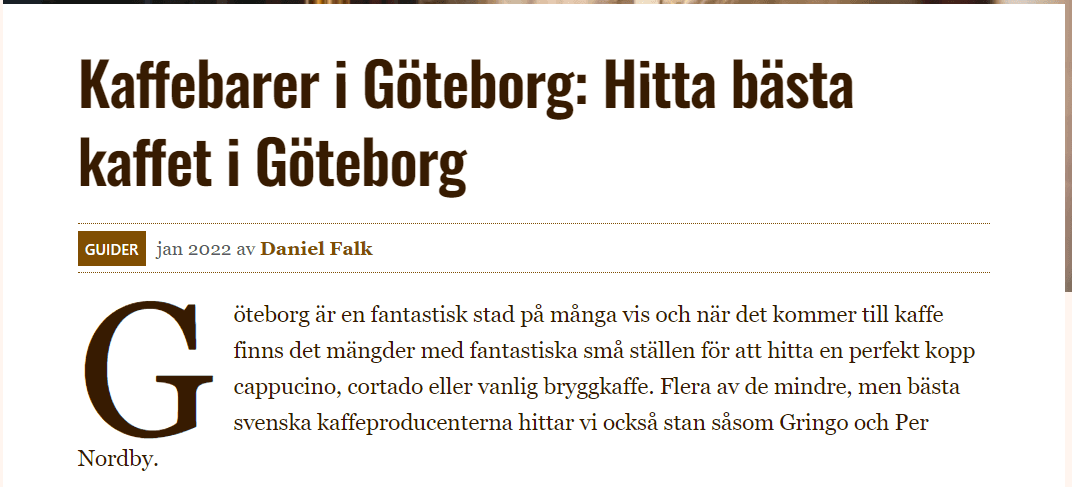 Blogginlägg om de bästa kafferna i Göteborg
