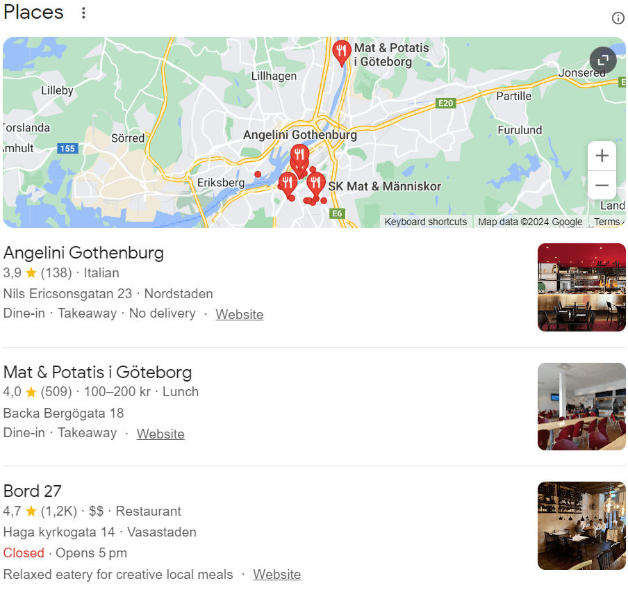 Snack pack för lokal seo